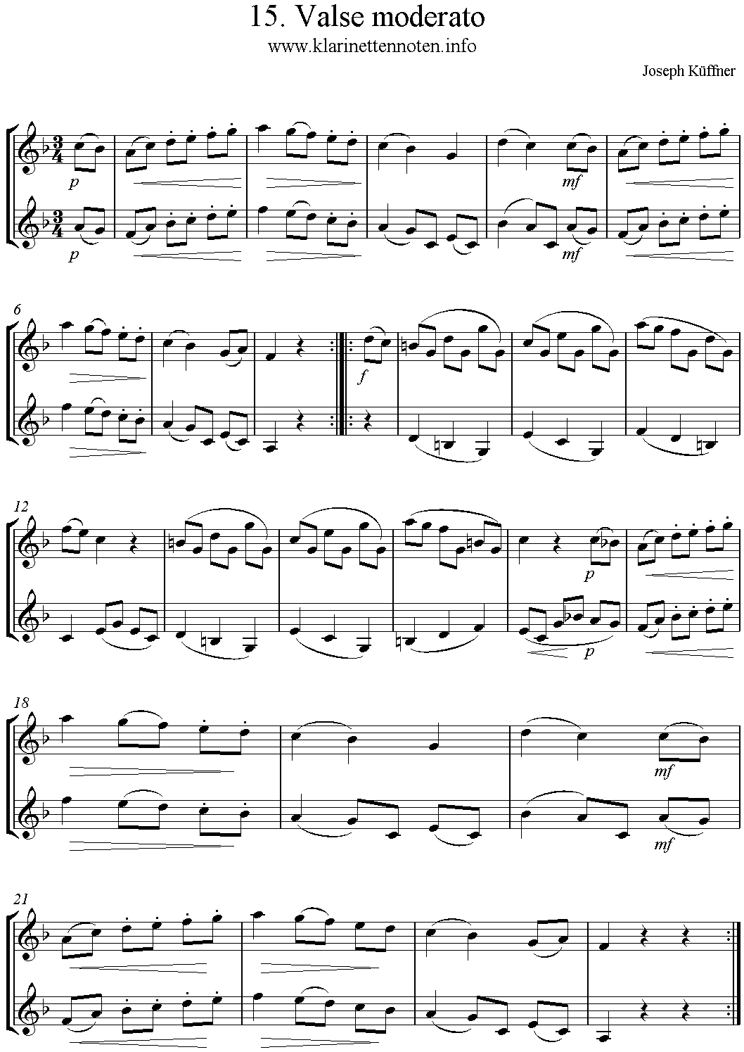 24 instruktive Duette- Joseph Küffner -15 Valse moderato